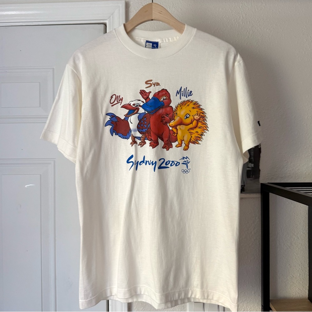Acne mascots Sydney 2000 1996 Olympics off‎ white crew neck short sleeve tee